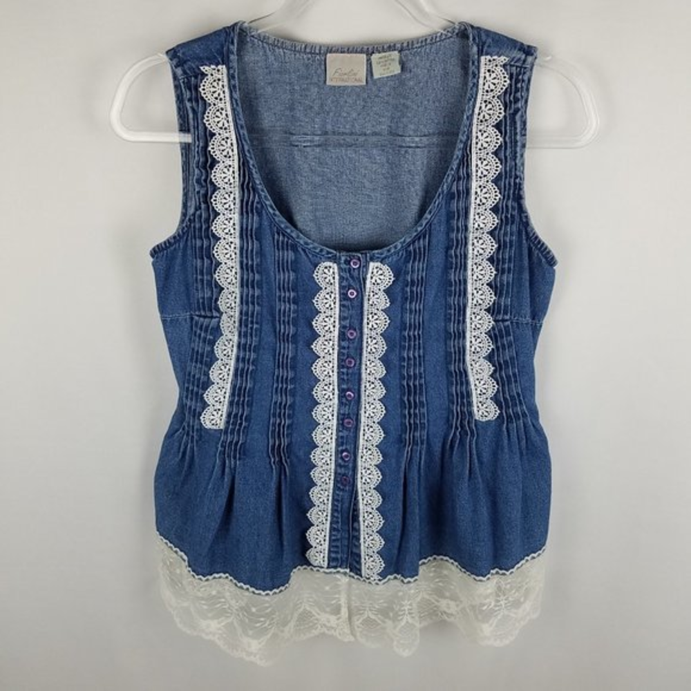 Fiorlini International top denim/lace szM‎